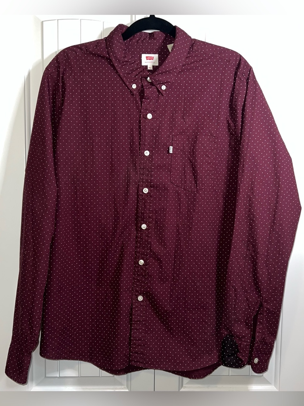 Levi's San Fran California Men’s XL collared Shirt Polka Dot Burgundy Button Up